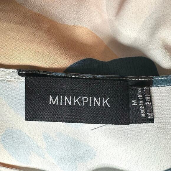 MINKPINK Coral Sea White Multi Print Shift Dress Size Medium Boho Anthropologie - Picture 3 of 4